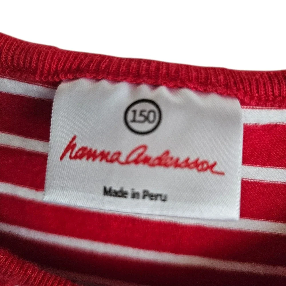 Hanna Andersson Striped Dress‎ Sleeveless Casual Pockets Red White Size 150
